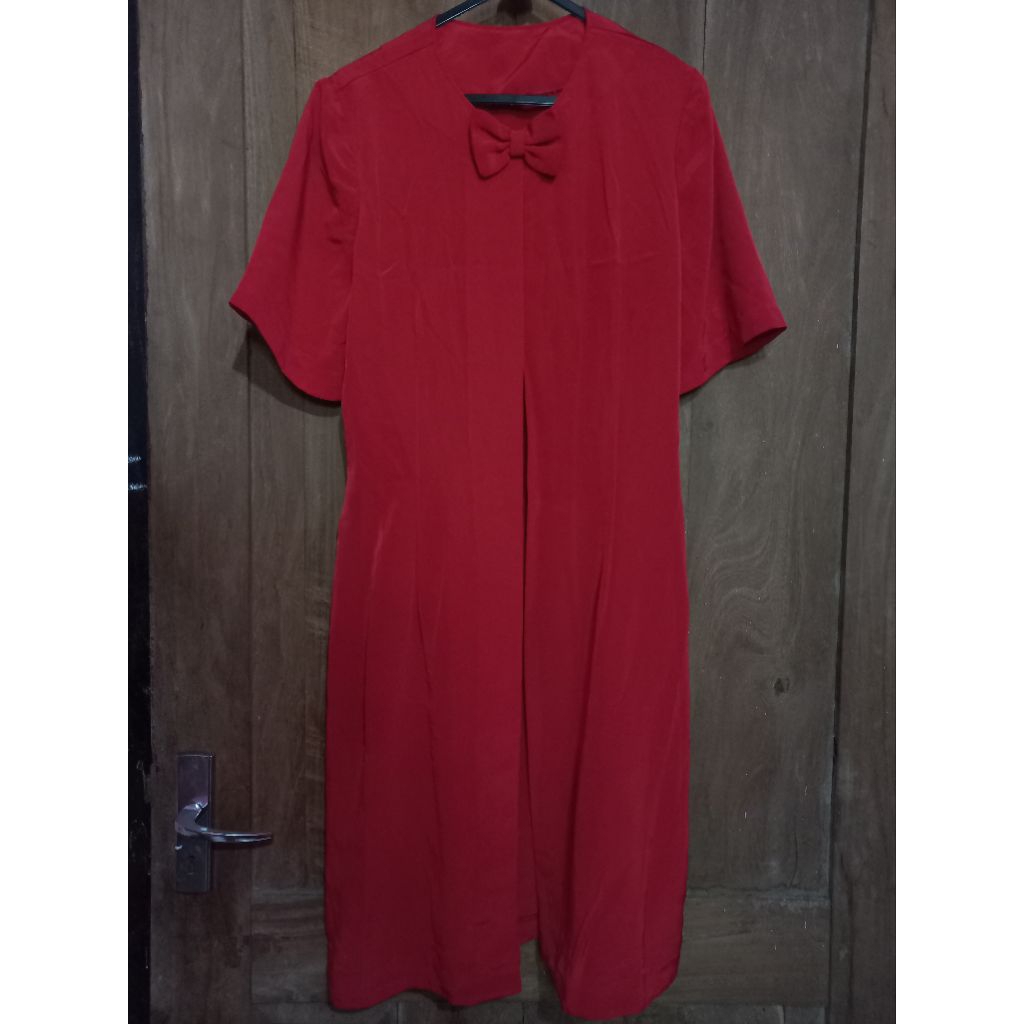(Baca Deskripsi) dress merah | dress outer bekas | preloved | code D004