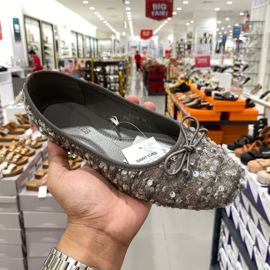 S4INT YV3SS VSH18 - Flatshoes Wanita Sepatu Flat Slop Bermotif Ori Matahari