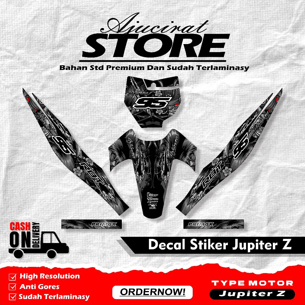 Sticker DECAL FULL BODY JUPITER Z MOTOR RBT BEBEK MODIF SUPERMOTO YZ CRF KLX KX KTM RBT