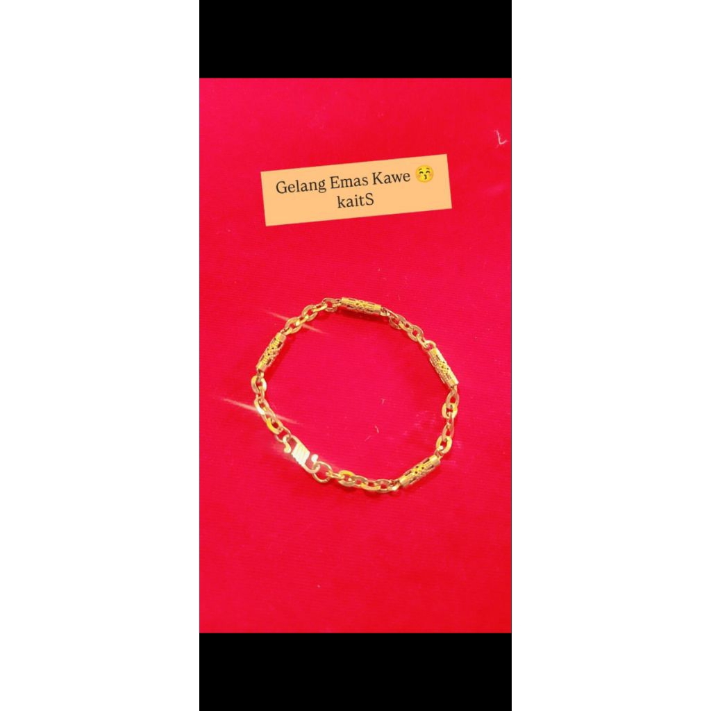 Gelang bambu titanium asli berlapis emas asli 23 karat kait s