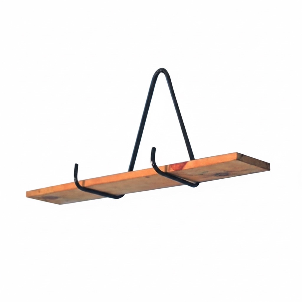 Rak Dinding Buku Gantung Minimalis Besi Kayu 30-60cm Hitam Cokelat