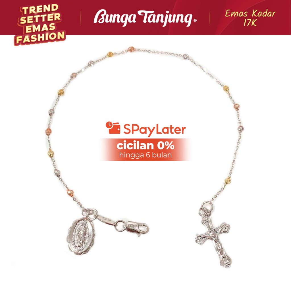 GELANG JEDAR ROSARIO - EMAS 17K - BUNGA TANJUNG GOLD