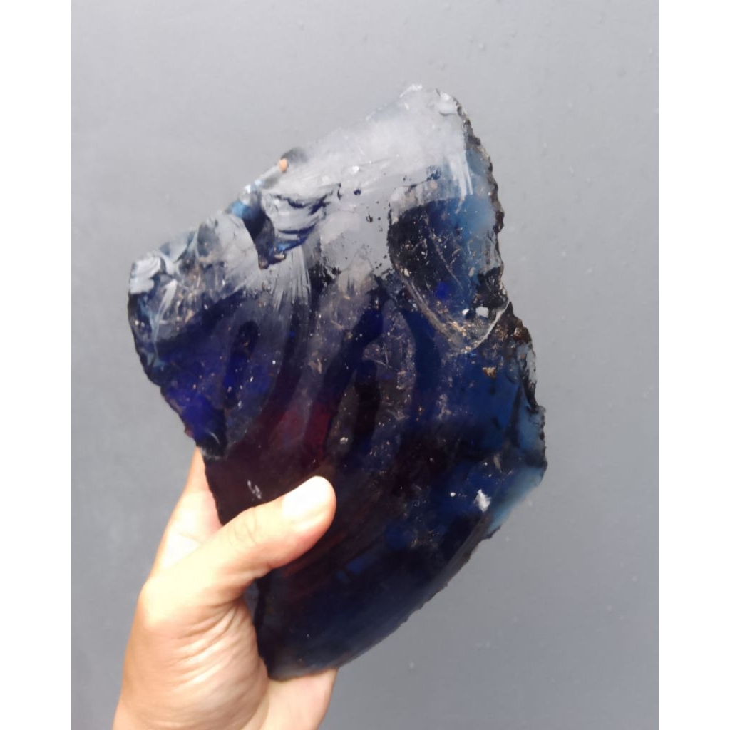 Batu obsidian bongkahan biru 3 kg
