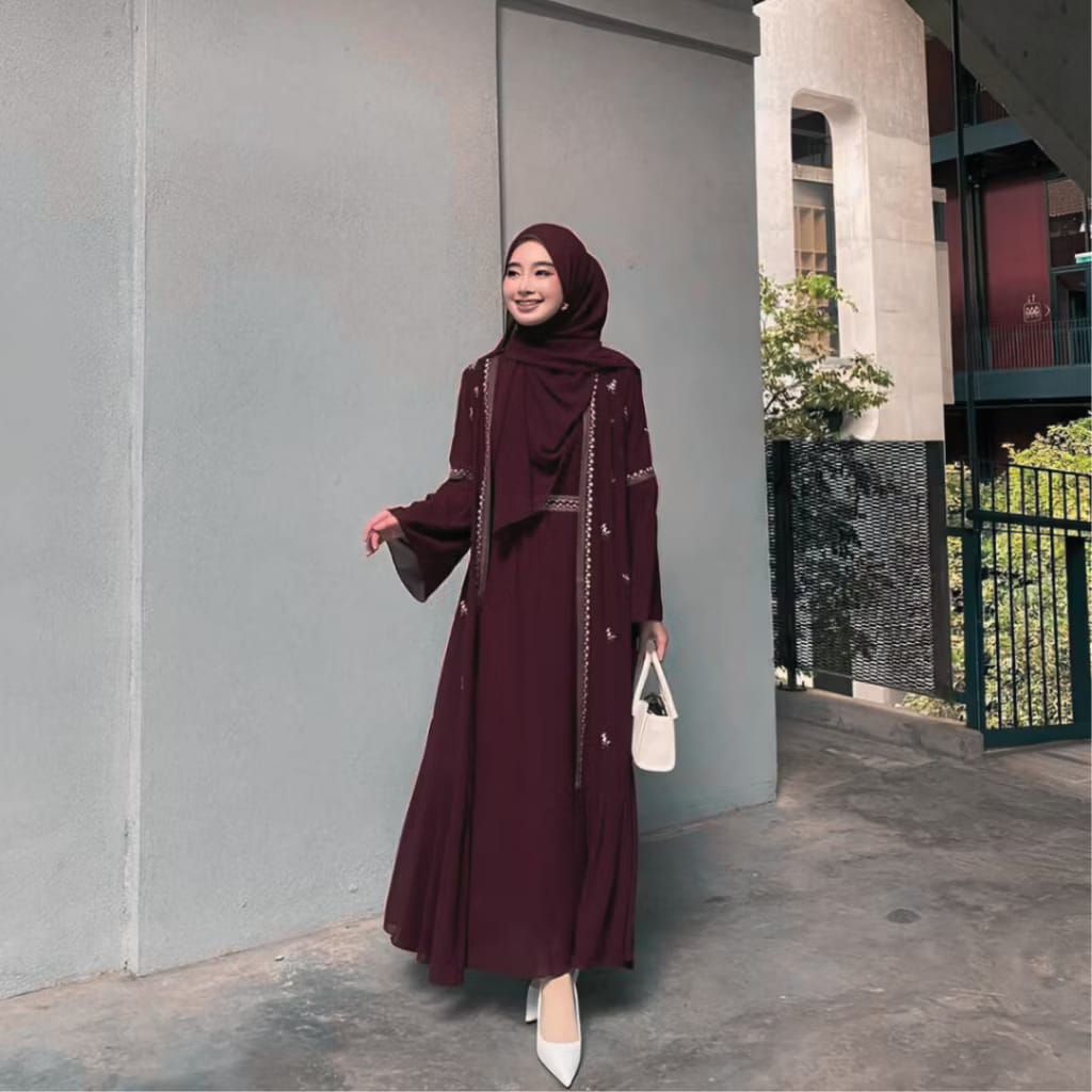 Gamis Safwa Abaya Ceruty Babydoll - Desain Elegan, Bahan Nyaman, Busui Friendly
