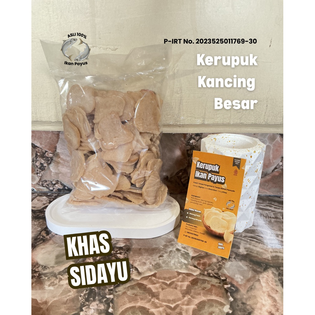 Kerupuk Mentah Bentuk Kancing Besar - Kerupuk Ikan Payus Asli Sidayu Gresik