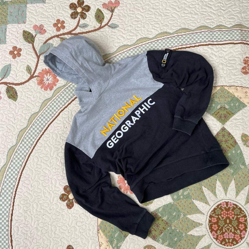hoodie anak natgeo full patch big logo keren abu hitam
