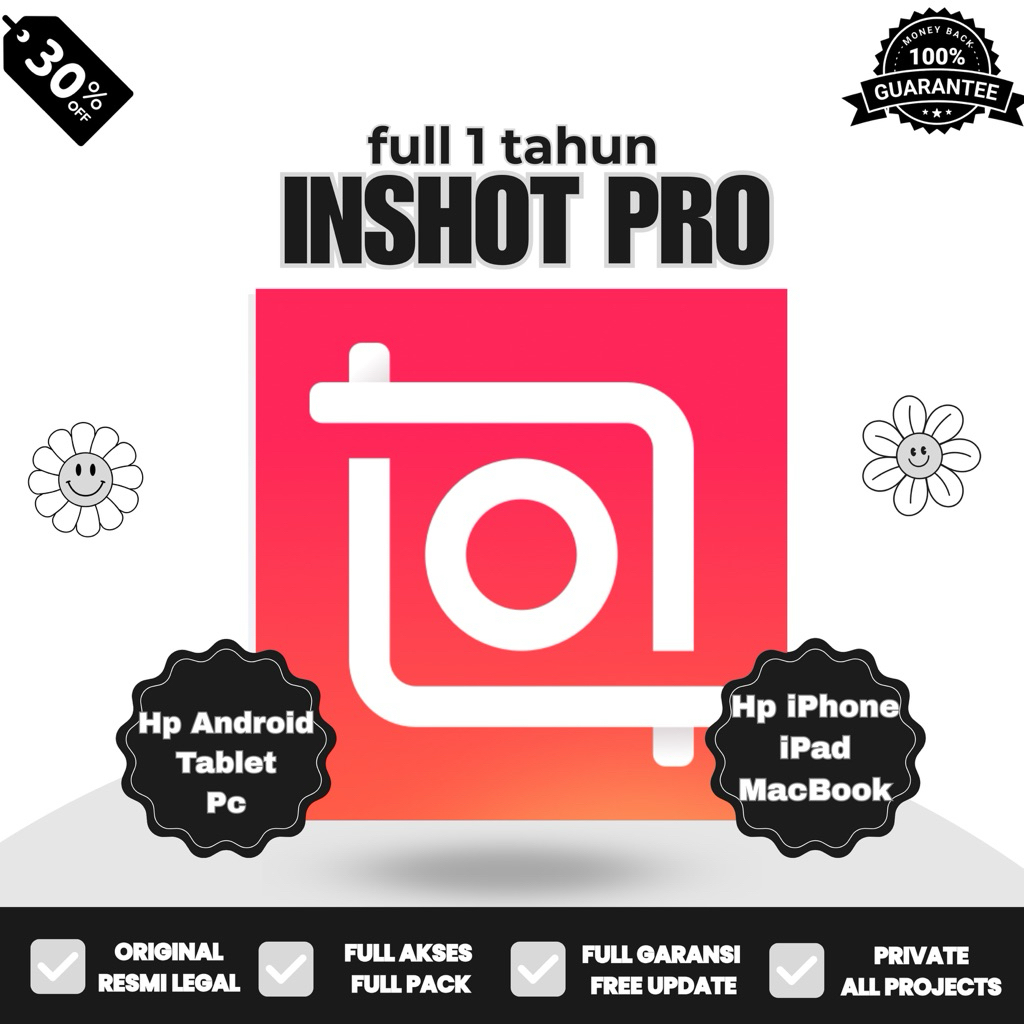 Inshot Pro Premium 1 Tahun Full Pack Full Garansi Resmi Legal iOS Dan Android Hp iPhone iPad MacBook