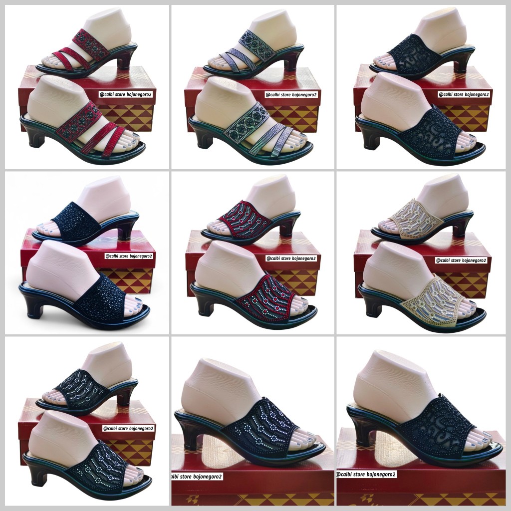 (( READY STOK )) SANDAL CALBI HEELS PESTA MODEL SELOP CANTIK & ELEGANT HAK 5CM
