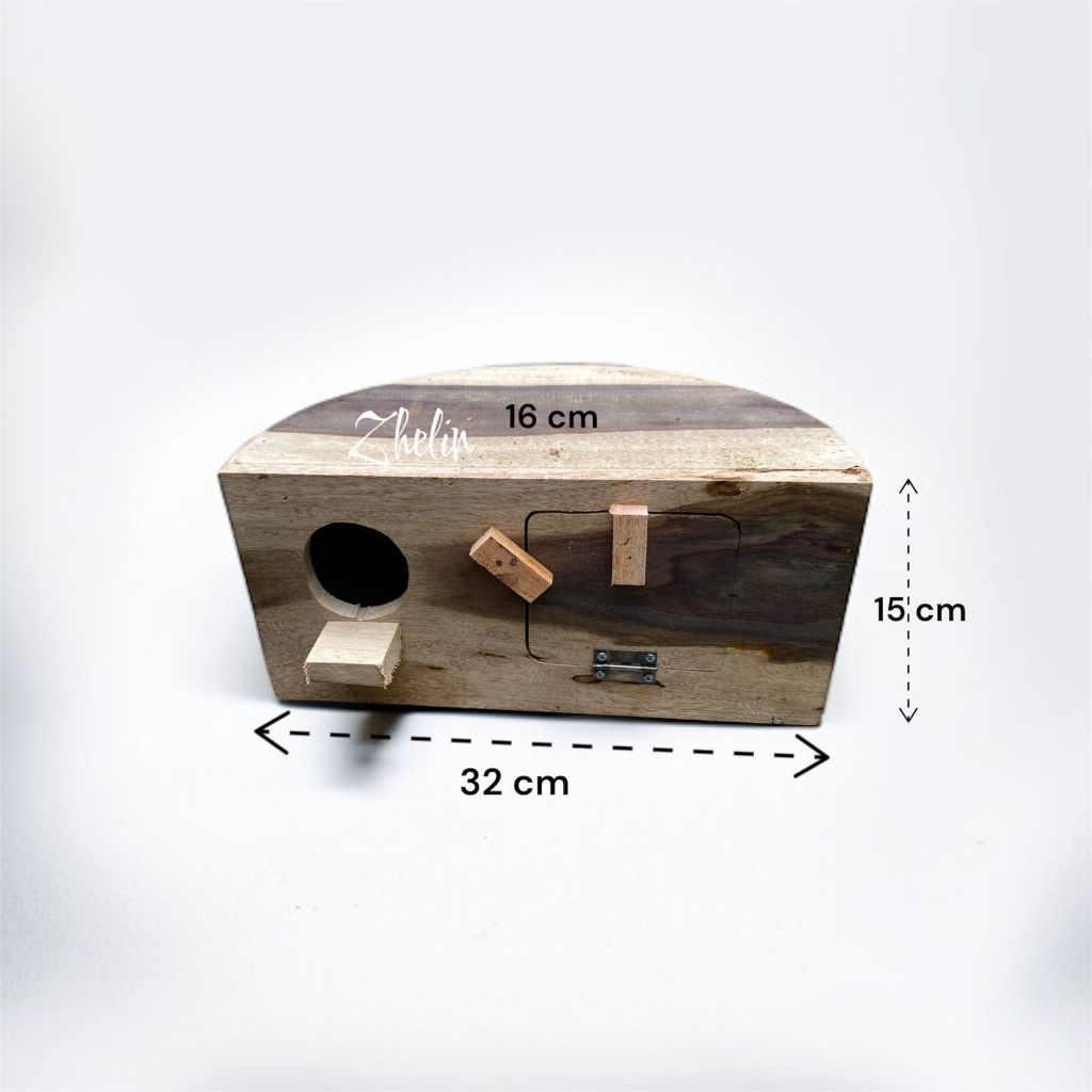Glodok Lovebird Oval Setengah Lingkaran Kayu Sonokeling
