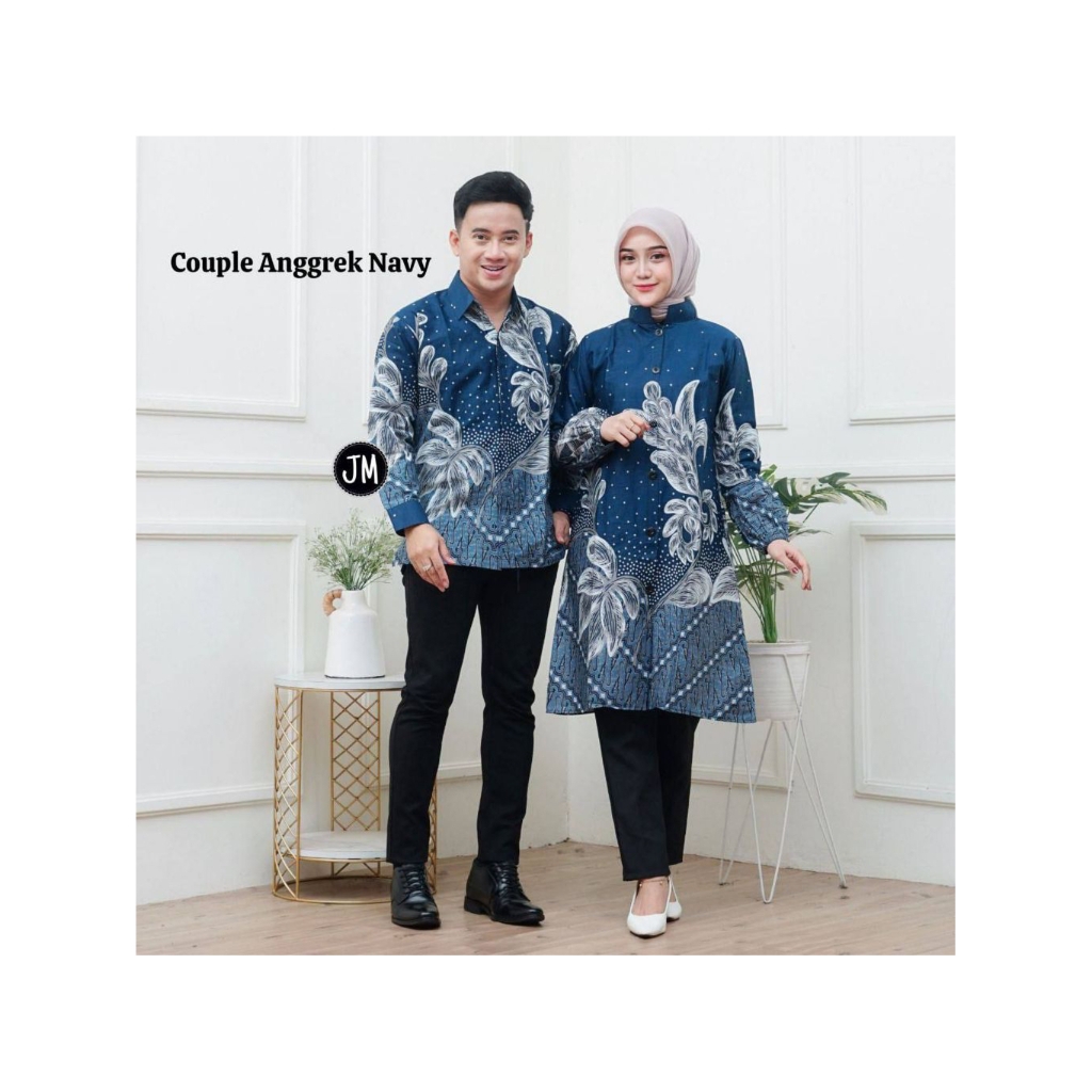 Batik Couple Navy Anggrek Premium - Setelan Serasi Pria & Wanita Elegan untuk Acara Formal