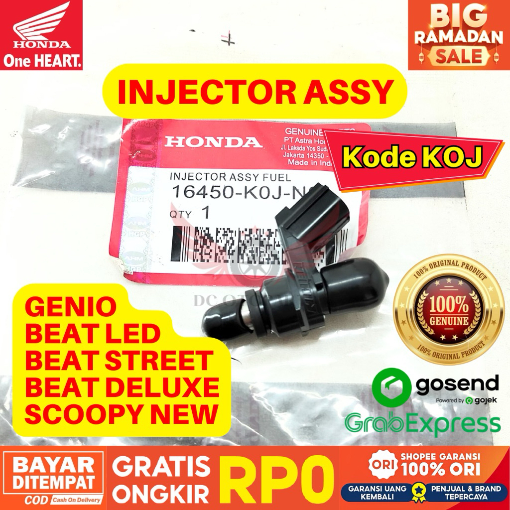 KOJ INJECTOR ASSY GENIO ORIGINAL AHM HONDA, INJECTOR ASSY BEAT NEW GARANSI RESMI, INJECTOR BEAT STRE