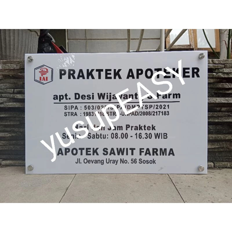 papan nama 60 x 40 praktek apoteker papan praktek dokter akrilik praktek bidan papan toko papan