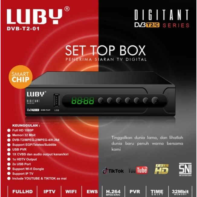 Luby Set Top Box DVBT2/C Receiver TV STB Digital DVB T2-01 dan DVB T2-02