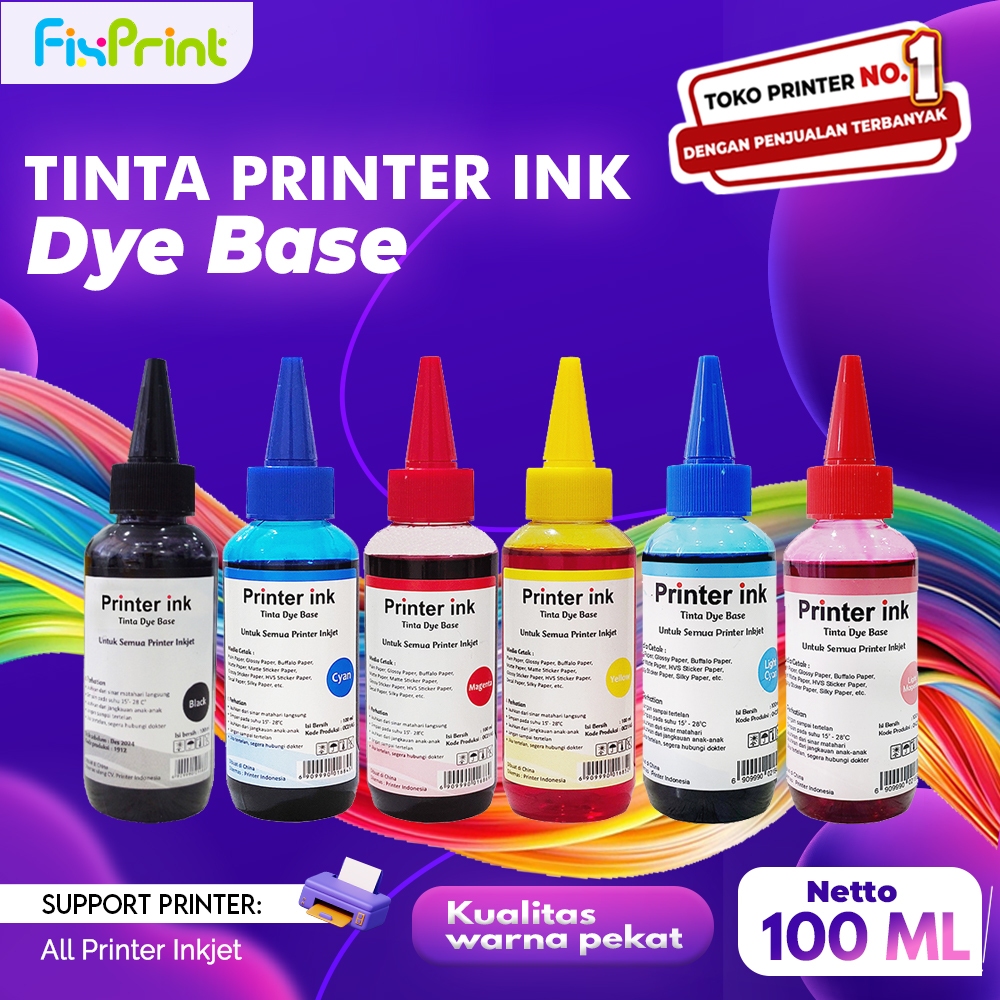 FixPrint Tinta Botol 100ml Cartridge Black Color 810 811 745s 746s CA91 CA92 PG47 CL57s 88 98 740 74