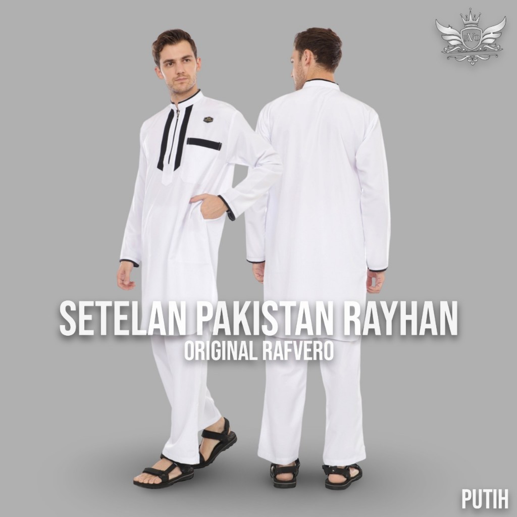 Setelan Baju Celana Koko Kurta Pakistan Turki Lengan Panjang Muslim Modern Pria Dewasa Original