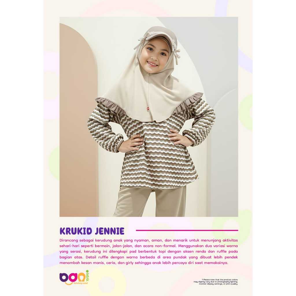 Krukid Jenie | Kerudung Topi Jenie |  Kerudung Instan Anak Perempuan| Kerudung Topi | Kerudung Anak 