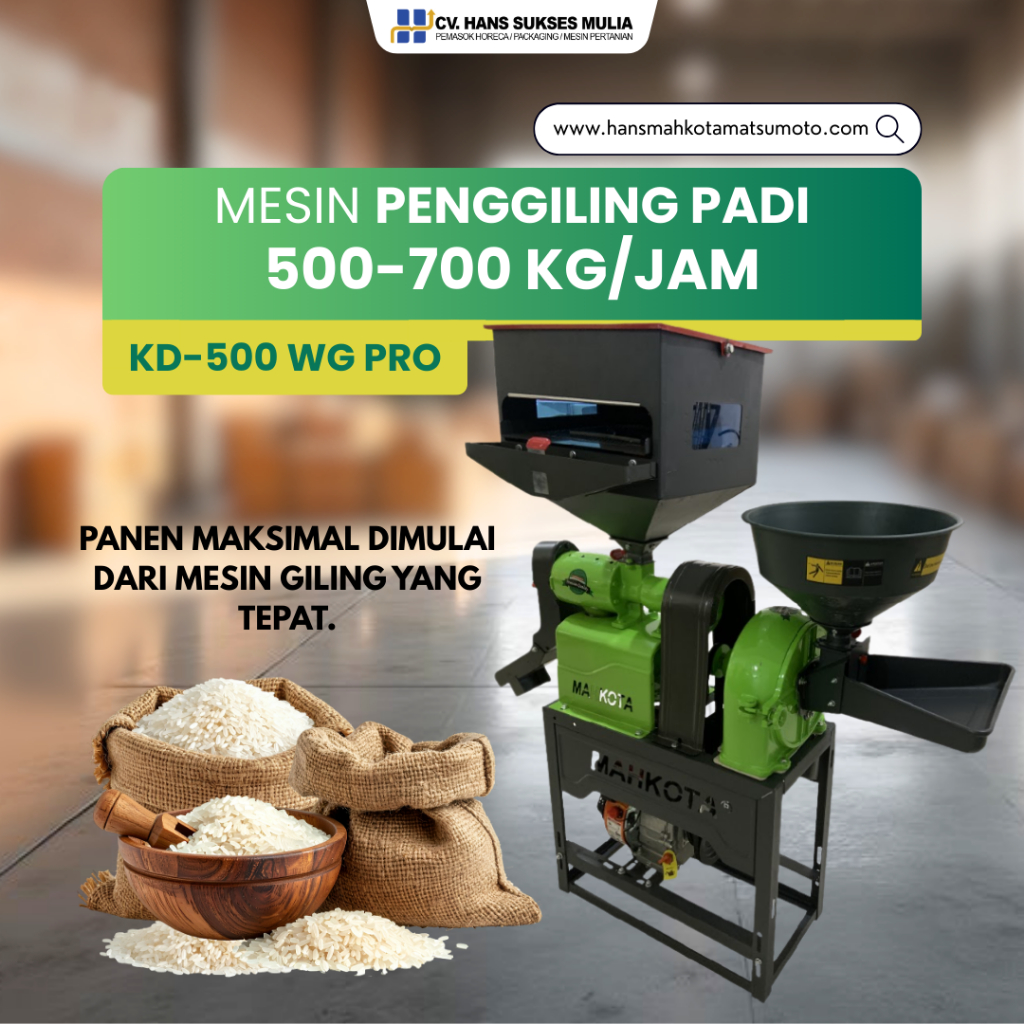 MESIN GILING PADI +PENEPUNG (MAHKOTA) KD-500 WG