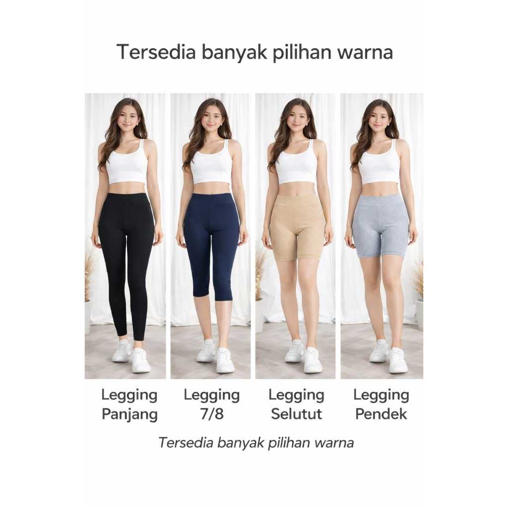 Legging Olahraga Panjang Polos Wanita Size M-XXL Fit BB 75KG Premium Quality Bahan Nyaman Adem Melar