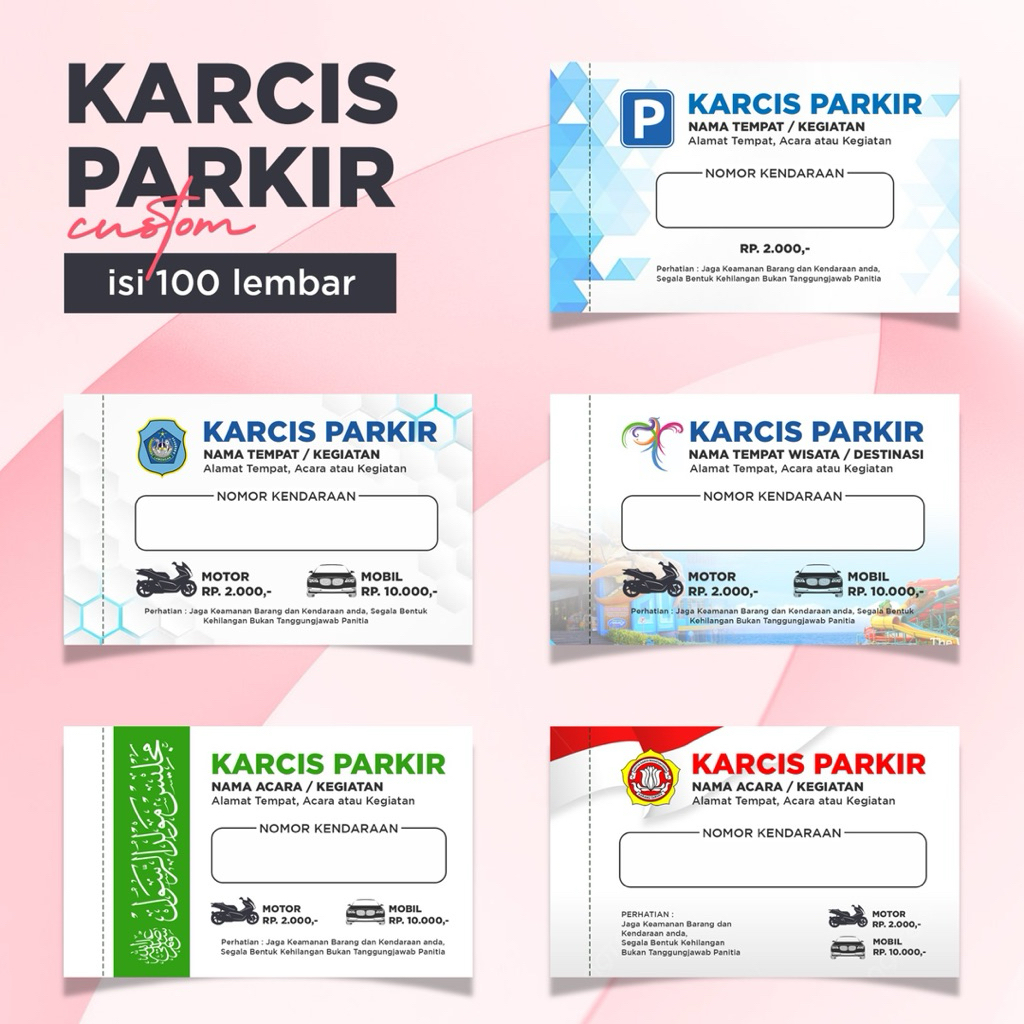 KARCIS PARKIR, 1 RIM (50 BENDEL) - @ISI 100 LEMBAR