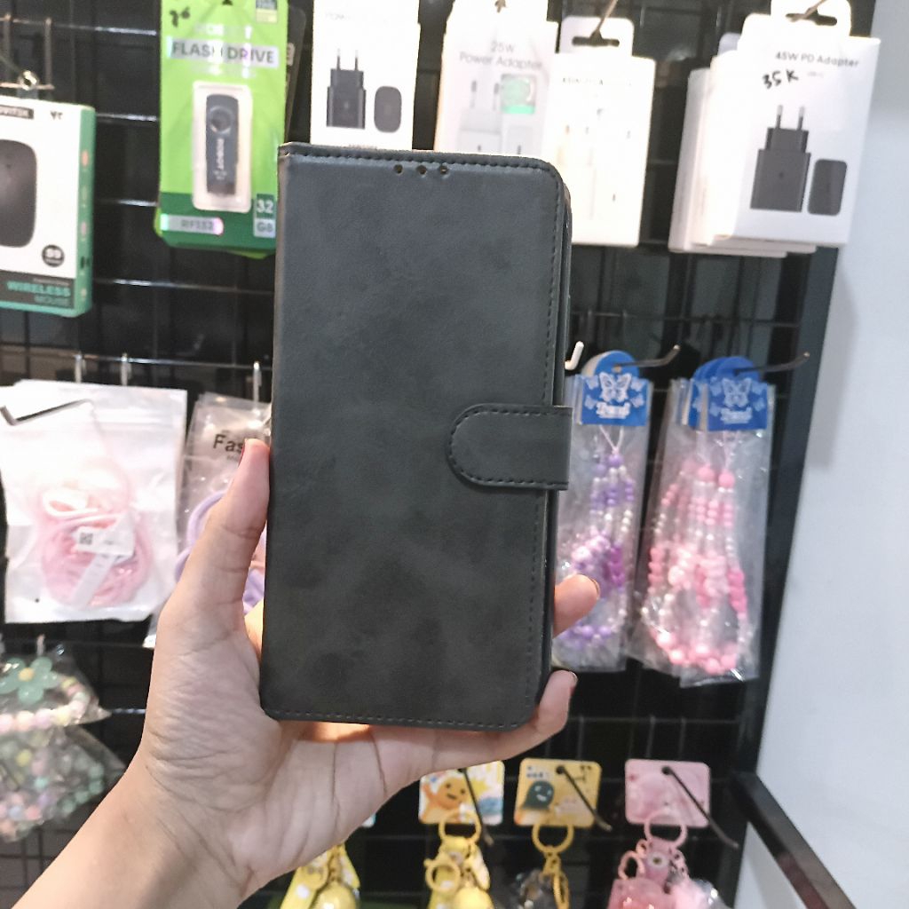 CASING DOMPET LIPAT KULIT WARNA HITAM IPHONE XS MAX