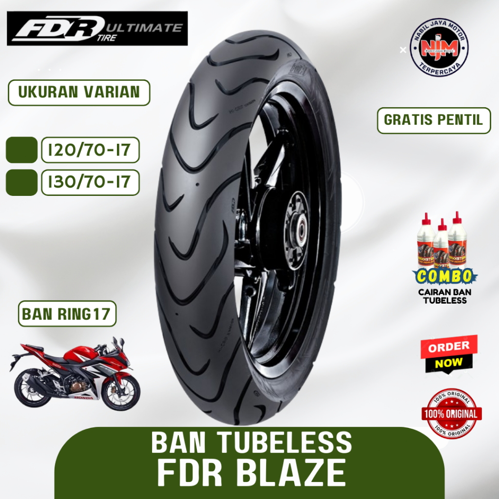 Ban FDR Ultimate Blaze 120/70 130/70 Ring 17 Tubeless Free Pentil