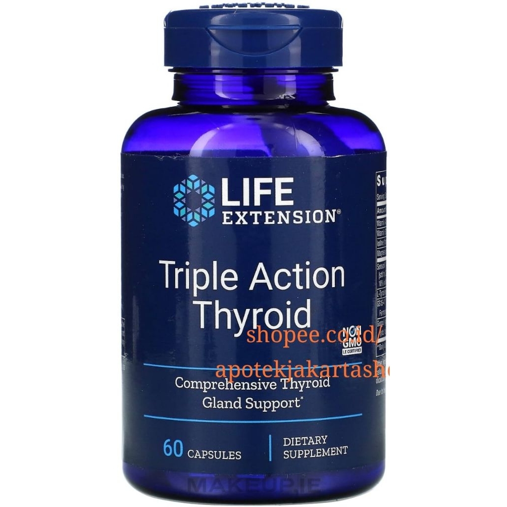 TERBARU Obat Life Extension Triple Action Thyroid Suplemen Original USA / 60 Vegetarian Capsules