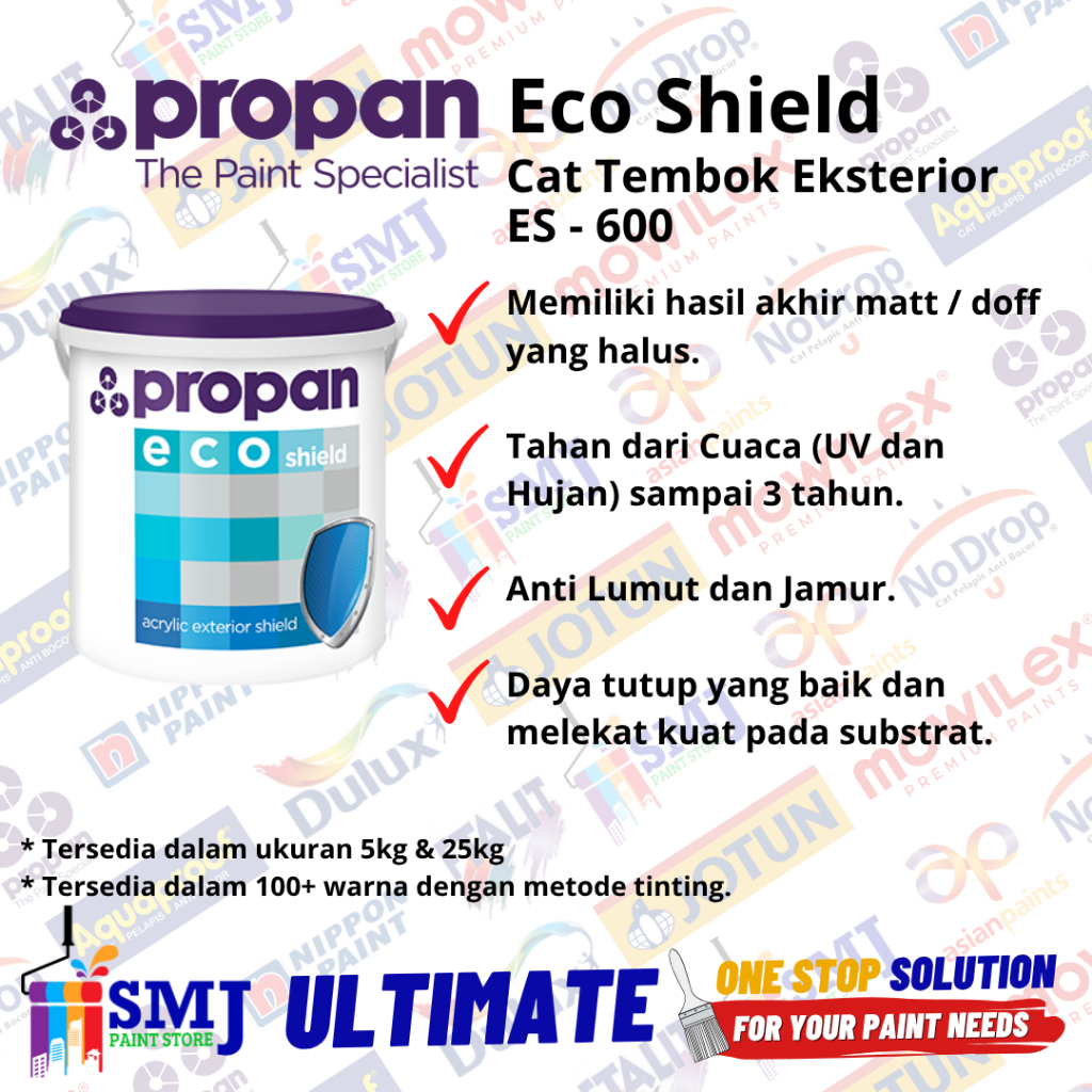 CAT DINDING EXTERIOR EKONOMIS PROPAN ECOSHIELD WARNA TINTING KEMASAN 25KG