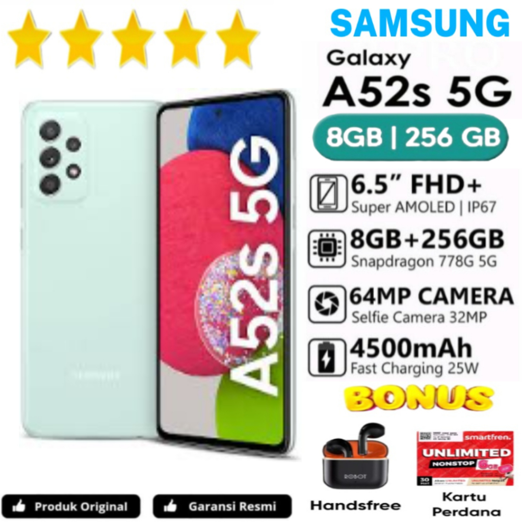 HP SAMSUNG A52s 5G 8GB/256GB ORIGINAL DAN EXTRA BONUS