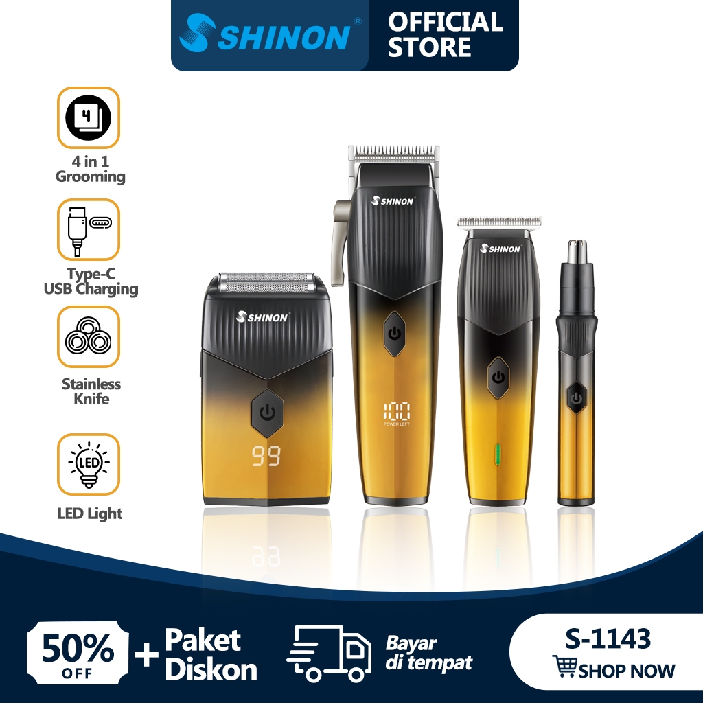 SHINON S-1143 Man Grooming Kit  Alat Cukur Listrik Pemangkas Mesin Potong Mesin Potong Listrik Pria 