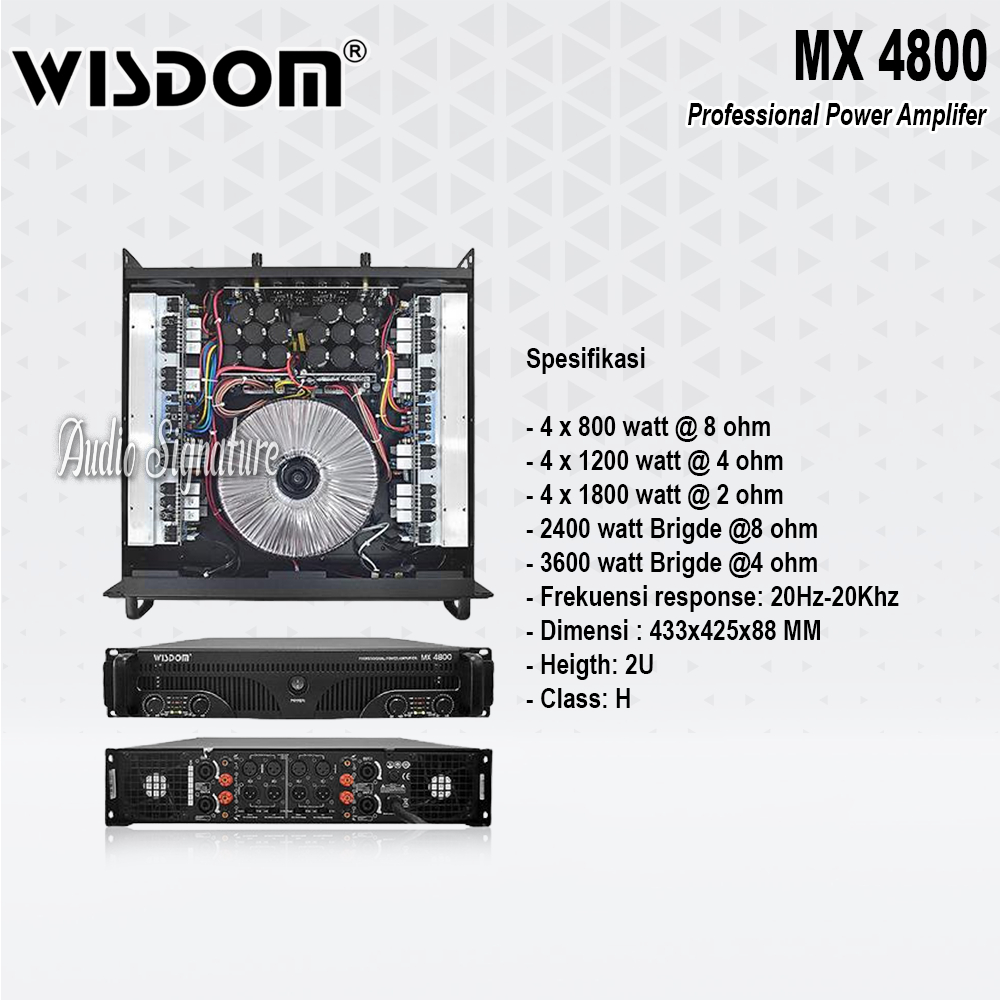 Power Amplifier 4 Channel WISDOM MX4800 | MX 4800 Class H 4 x 800 Watt Original