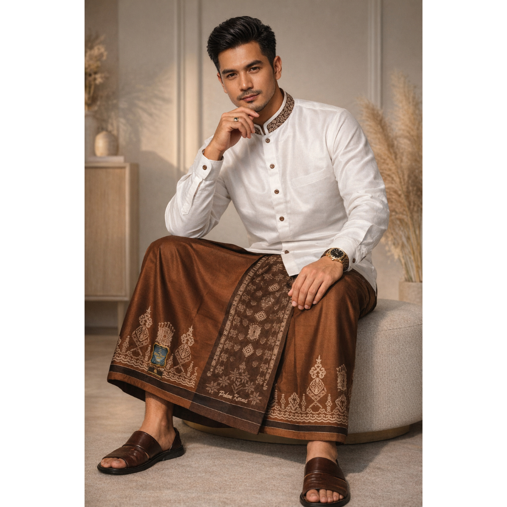 Sarung Pohon Kurma Gold Original – Sarung Tenun Premium Pria Dewasa Motif Eksklusif | Adem Nyaman un