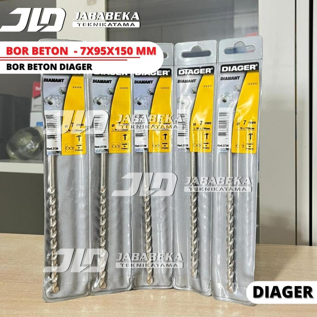 Mata Bor Tembok Beton 7 x 150 MM Long Drill Mata Bor Panjang Beton 7 mm 7x95x150 mm Diager Original 