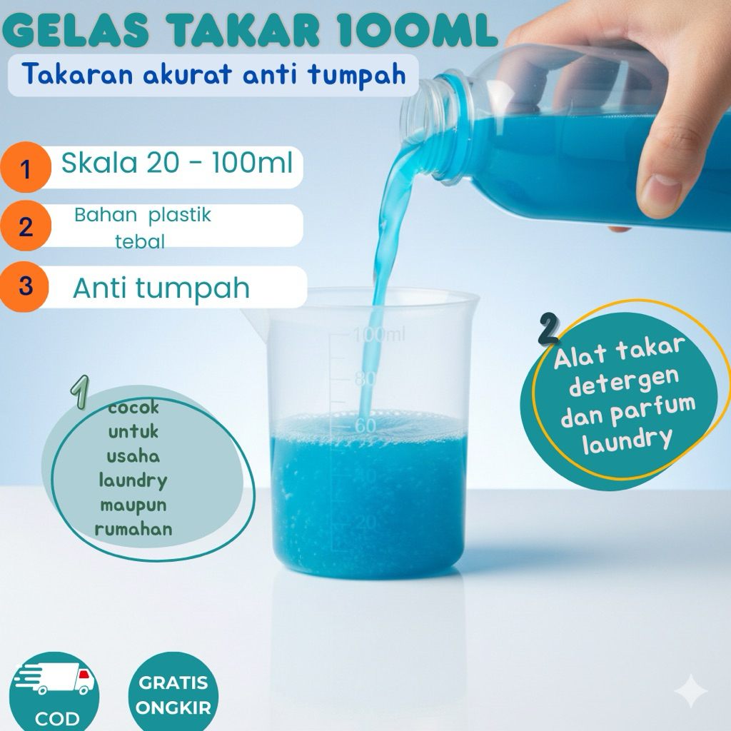 Gelas Takar Takaran Air Takaran Deterjen plastik cup 100ml bening