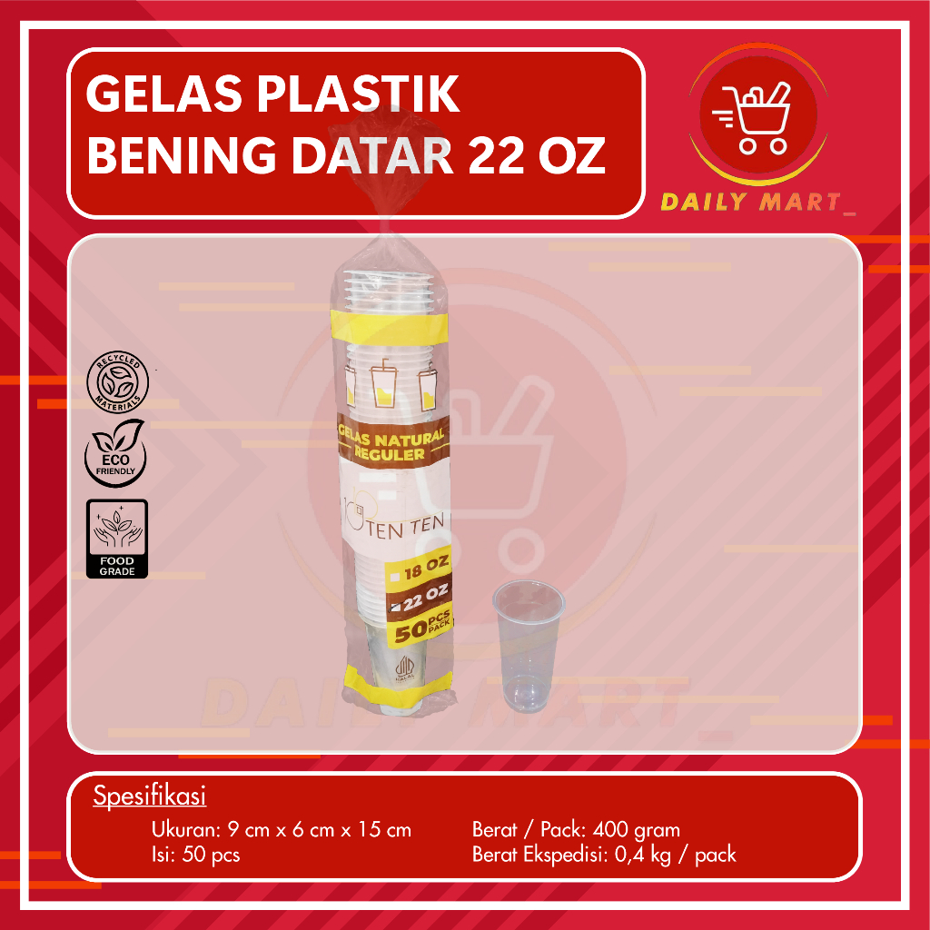 Plastik Bening 22oz | Cup Plastik Minuman 22oz @50pcs