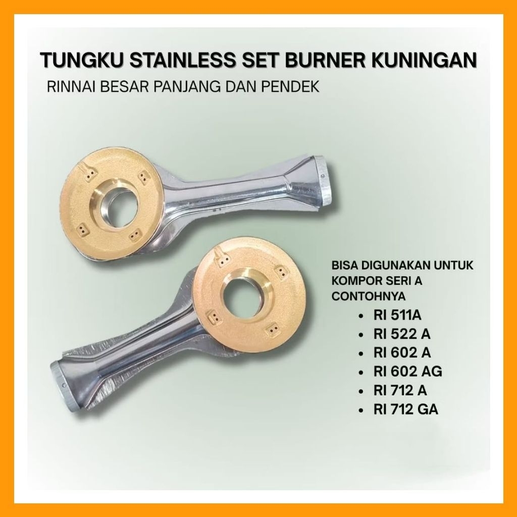 TUNGKU CEROBONG STAINLES SET BURNER KUNINGAN RINNAI BESAR / KOMPOR RINNAI SERI A / KOMPOR GAS 2 TUNG