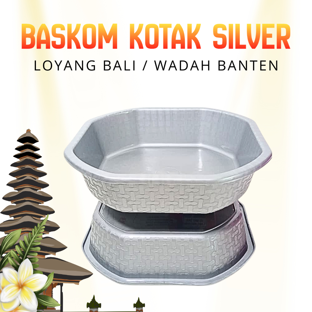 24 PCS BASKOM KECIL SEGI MOTIF BAMBU SERIES SILVER - LOYANG BALI UK 17 - WADAH BANTEN PLASTIK - SODA
