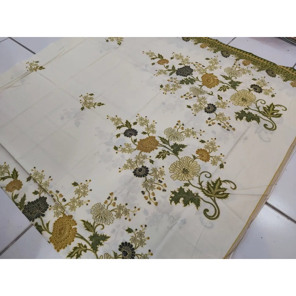 Kain Batik SOLO motif bunga warna hijau olive