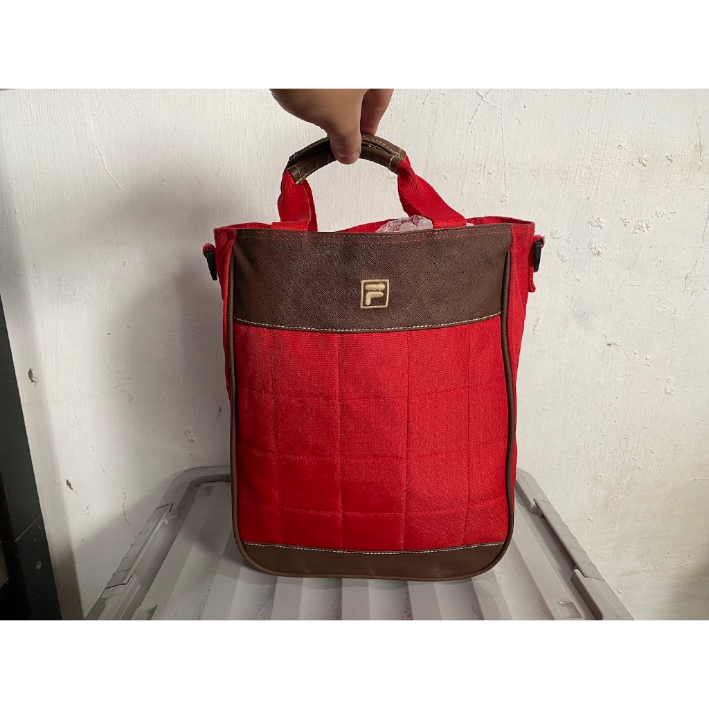 tas hobo wanita pria FILA - merah canvas