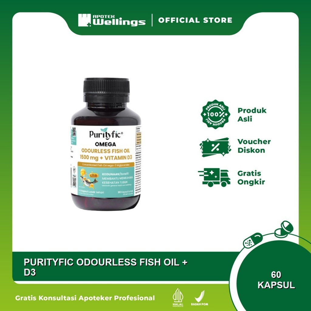 Wellings Purity - Purityfic Odourless Fish Oil + Vitamin D3 - Omega 3 60tablet