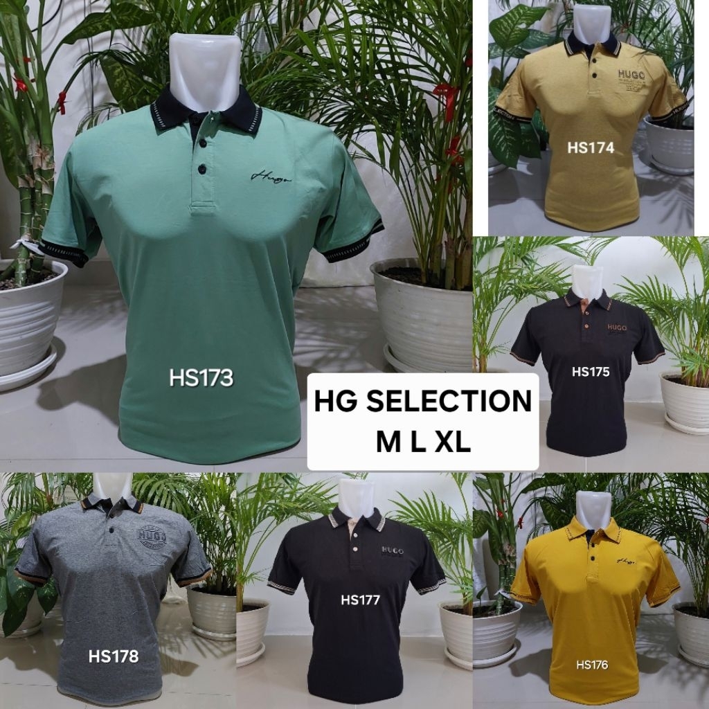 HG SELECTION berkerah size M L XL Kaos Kerah Polos HS HUGO SELECTION original - HG SPANDEX FIT