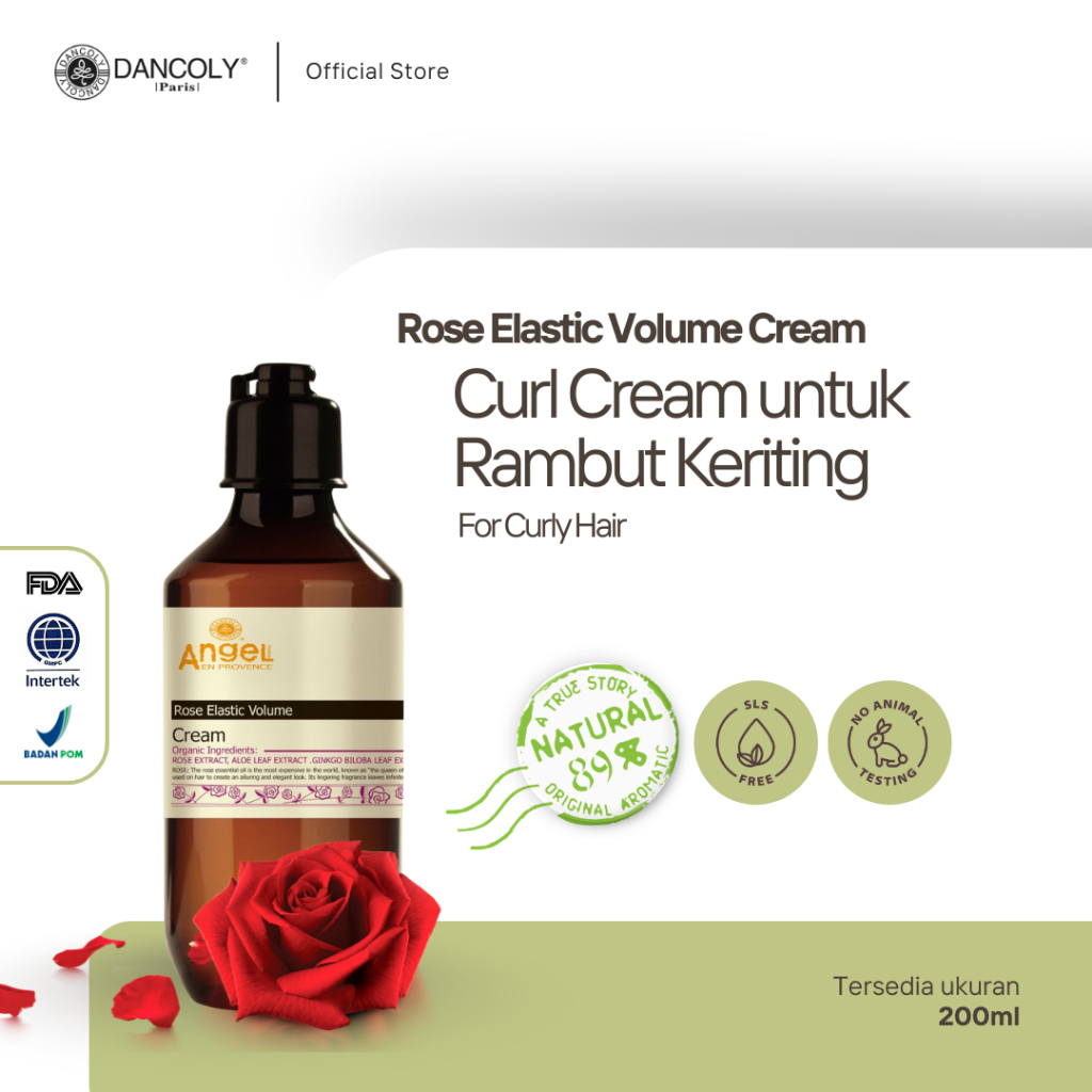 Dancoly Rose Elastic Volume Cream  200 ml | Curl Cream | Styling Cream untuk Rambut Dikeriting / Ker
