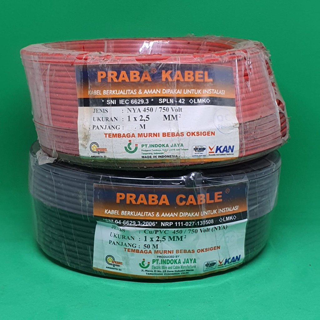 Kabel Listrik NYA 1X2,5 Praba Original Tembaga Asli 50 Meter SNI LMK