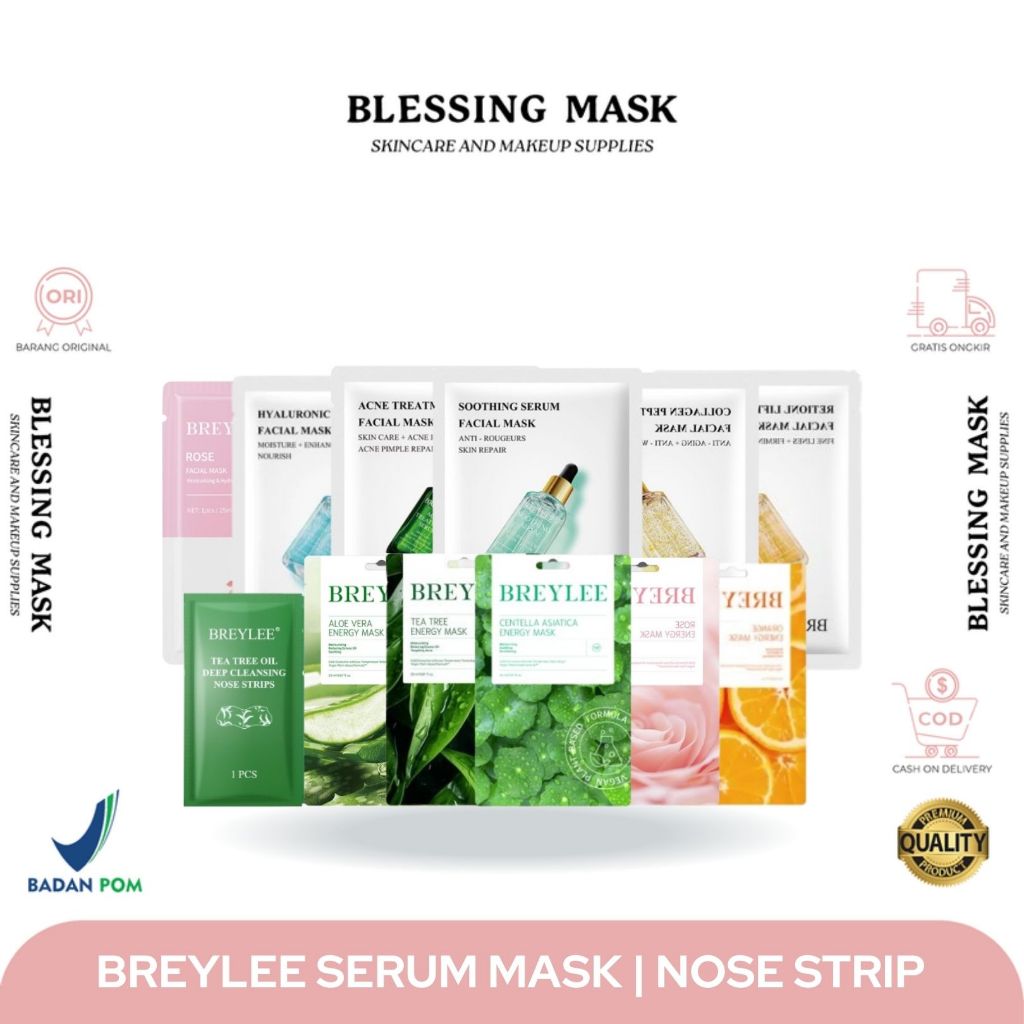 BREYLEE Sheet Mask Rose | Retinol | Vitamin C | Hyaluronic Acid - Masker Wajah