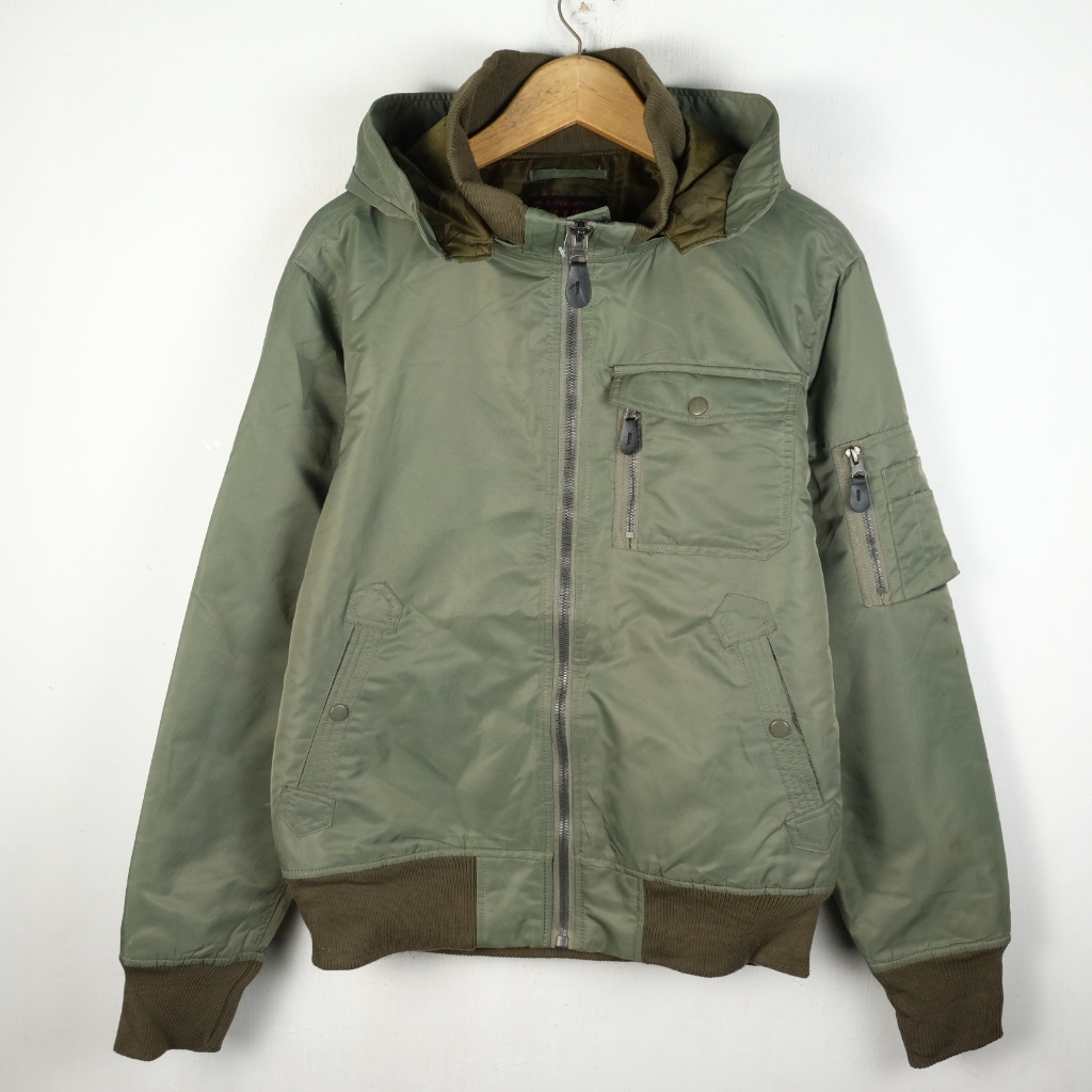 JAKET AZITO MILITARY ARMY HOODED BOMBER JK223 SIZE L