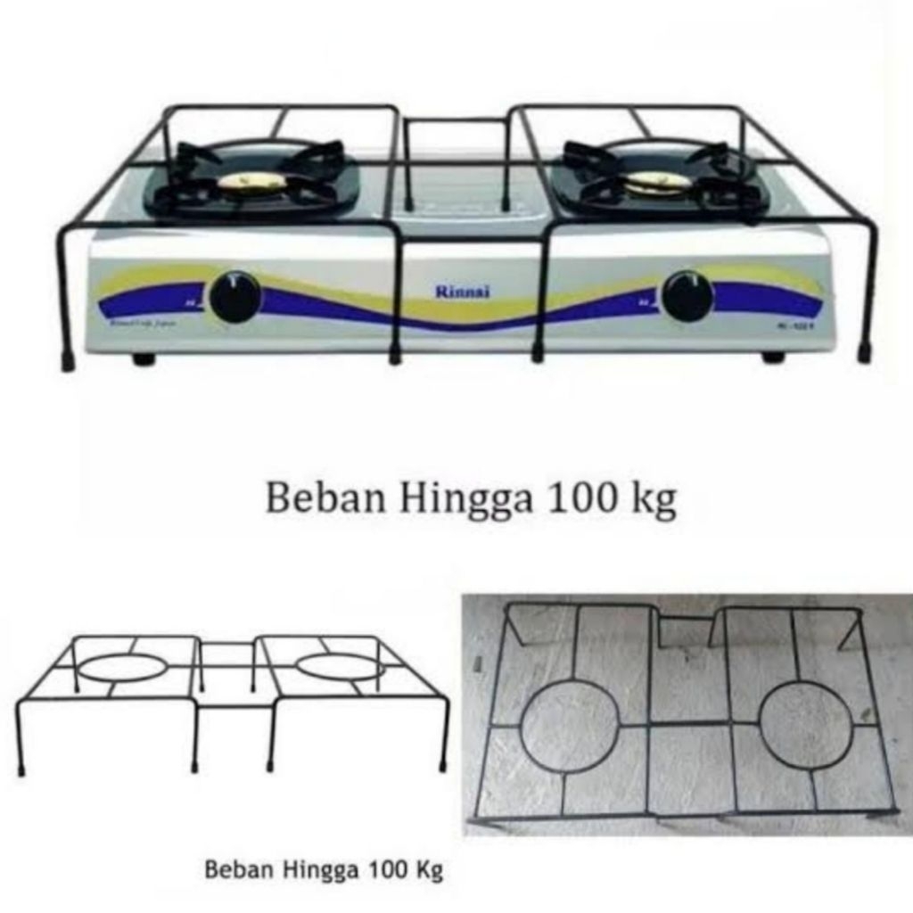 Tatakan kompor gas dua tungku bahan besi tebal kuat 100 kg