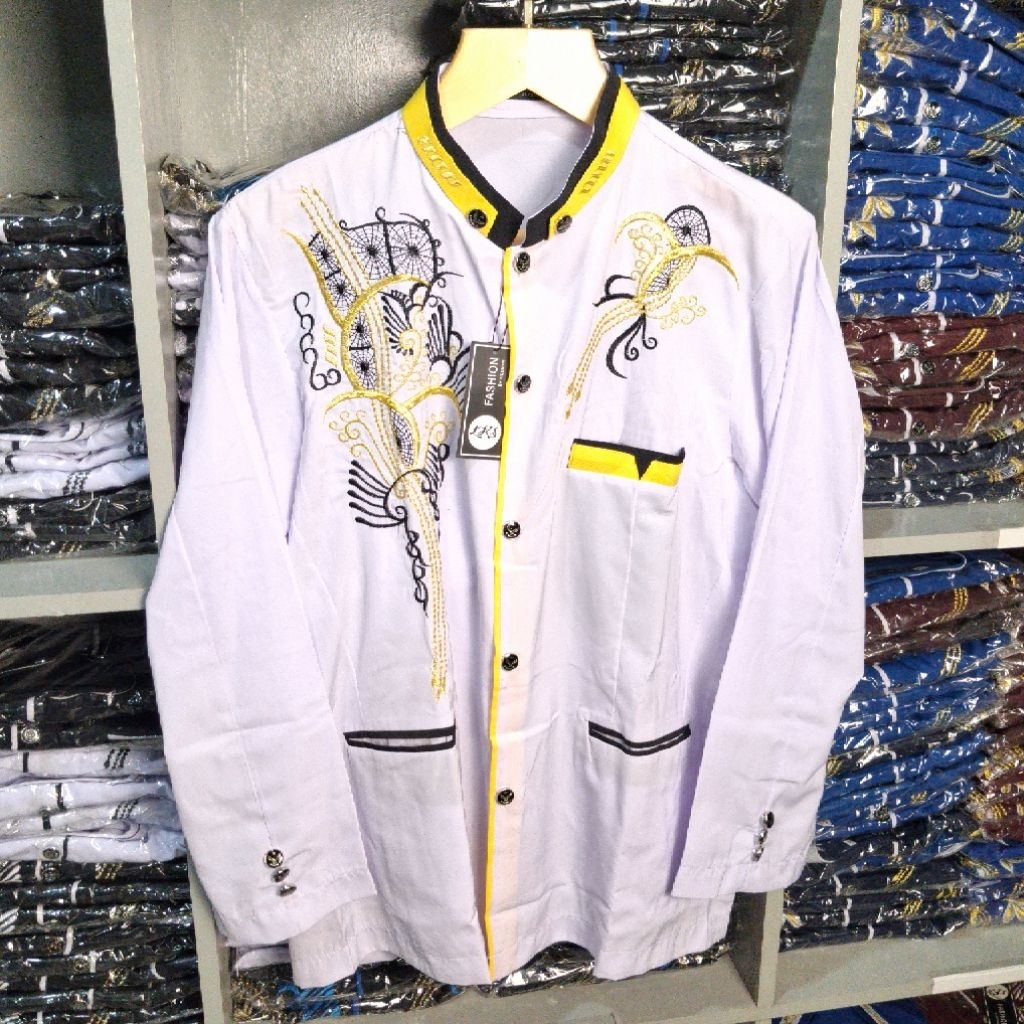 Jasko dewasa bordir modern panjang baju jas koko pria muslim premium