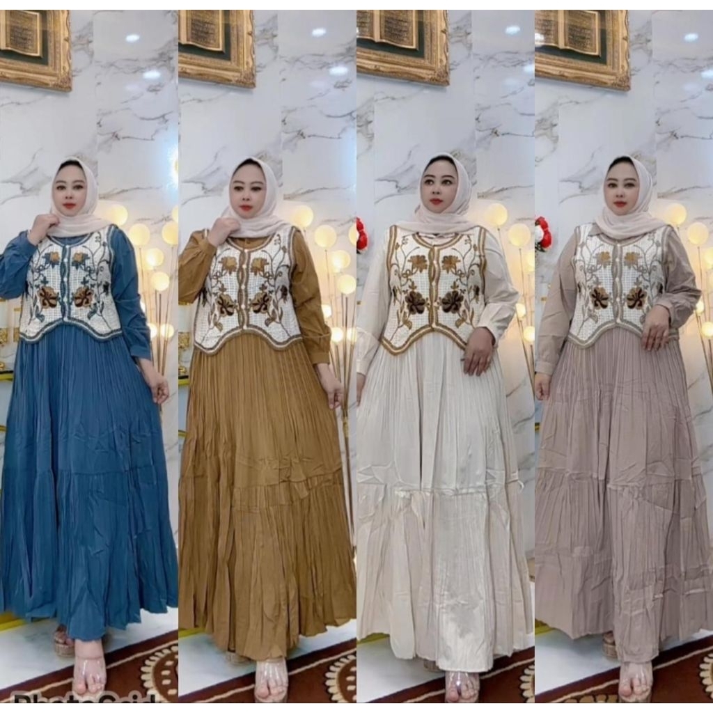 Maxi/midi dress women import plisket mix rajut
