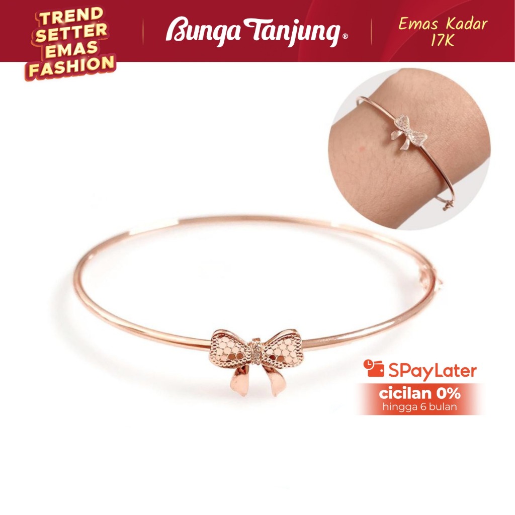GELANG BANGLE PITA SHIMMER - EMAS 17K - BUNGA TANJUNG GOLD