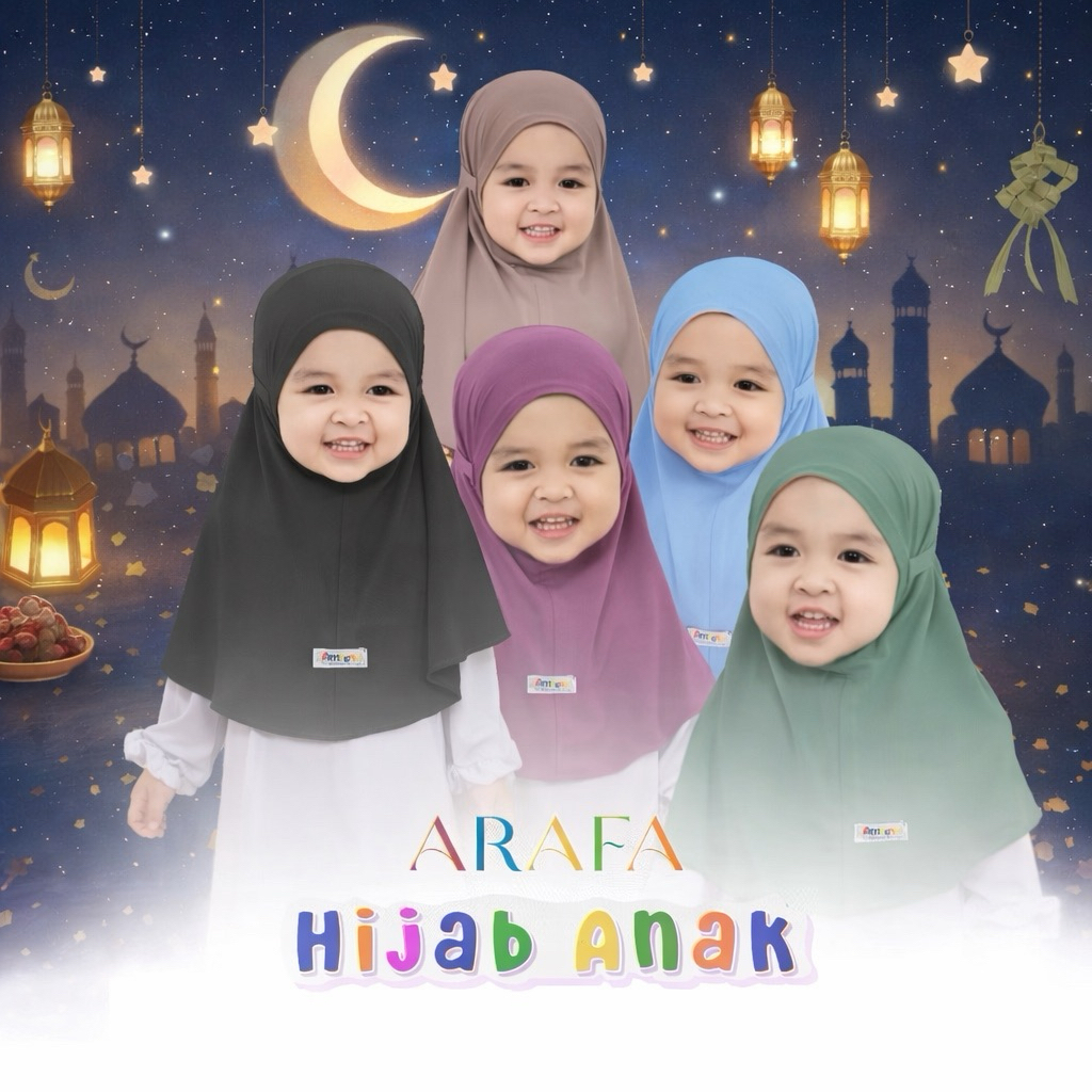 Ameena - Jilbab Anak Bayi Instan Arafa 0 6 Bulan 1 Sampai 4 Tahun Hijab Baby Bahan Jersey - Kerudung