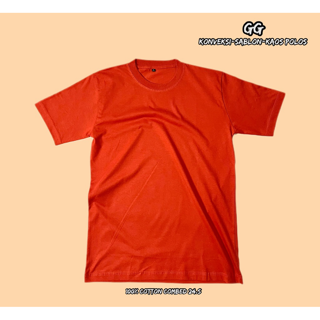 kaos polos dewasa 100% cotton combed 24.s unisex (merah bata)